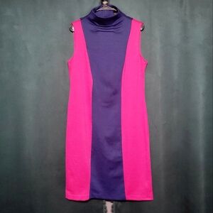Ashley Stewart High Neck Colorblock Sleeveless Shift Dress - Size 12